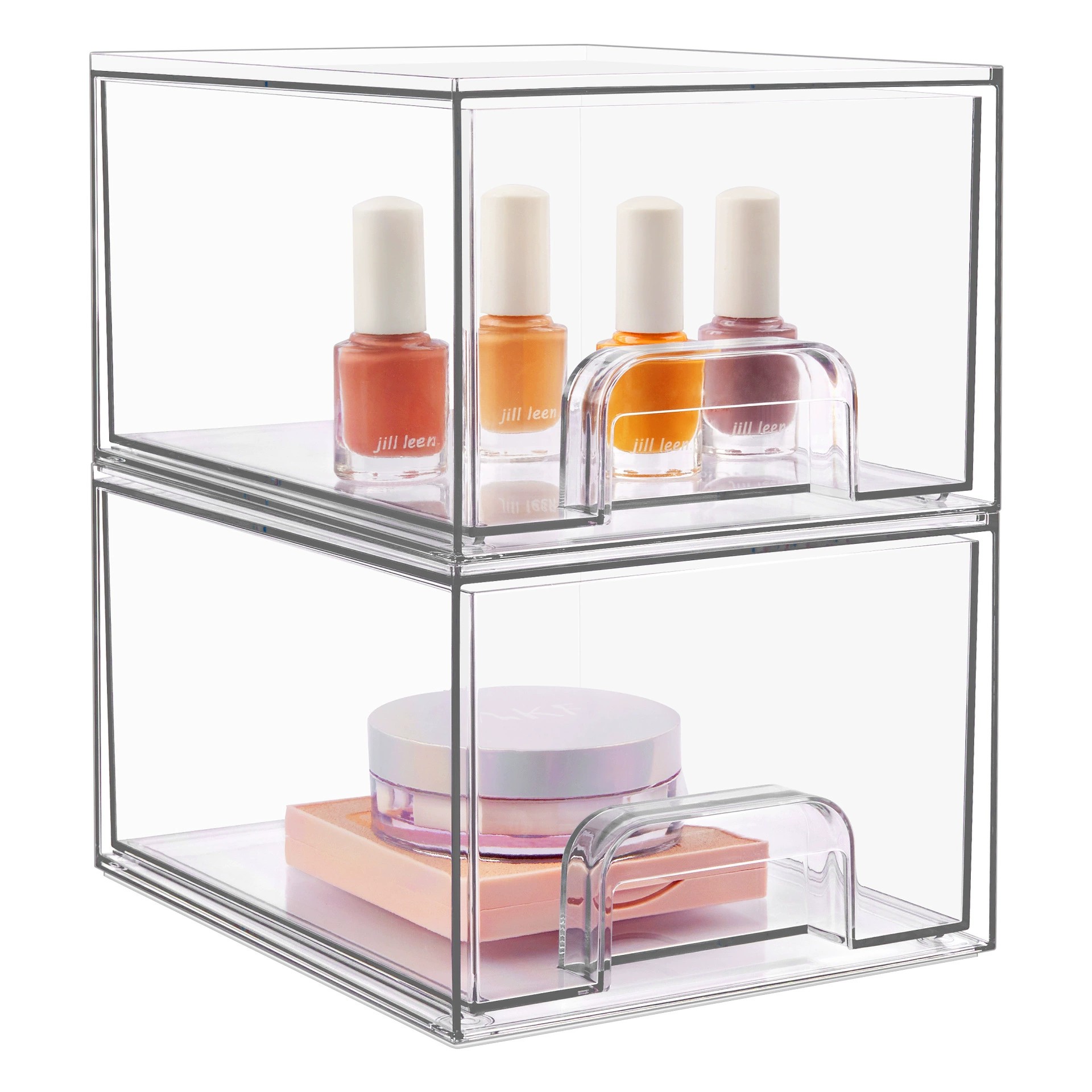 Transparent drawer-type stackable multifunctional cosmetic storage box