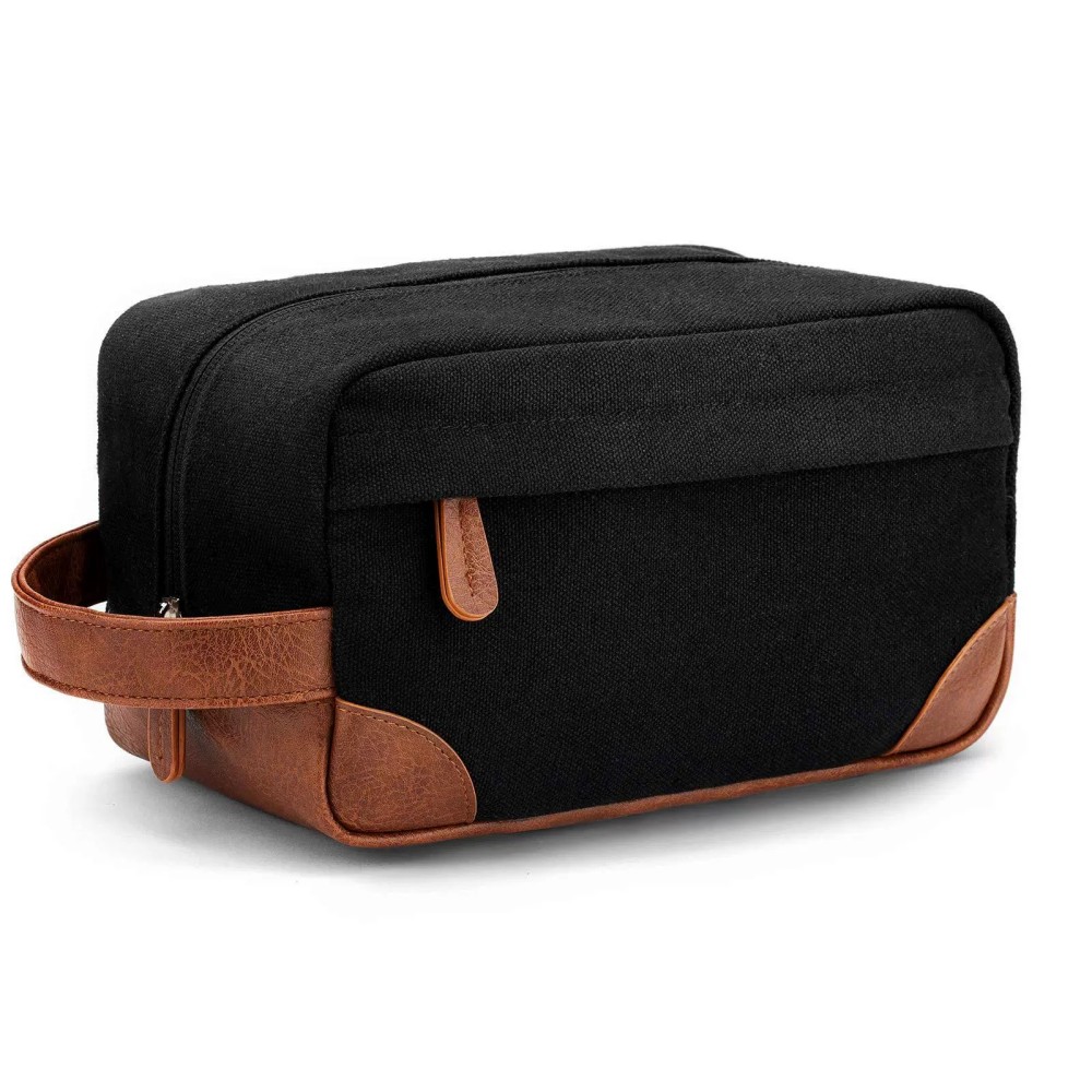 New men's toiletry bag portable large capacity hand-held cosmetic bag retro waterproof canvas pu leather storage bag