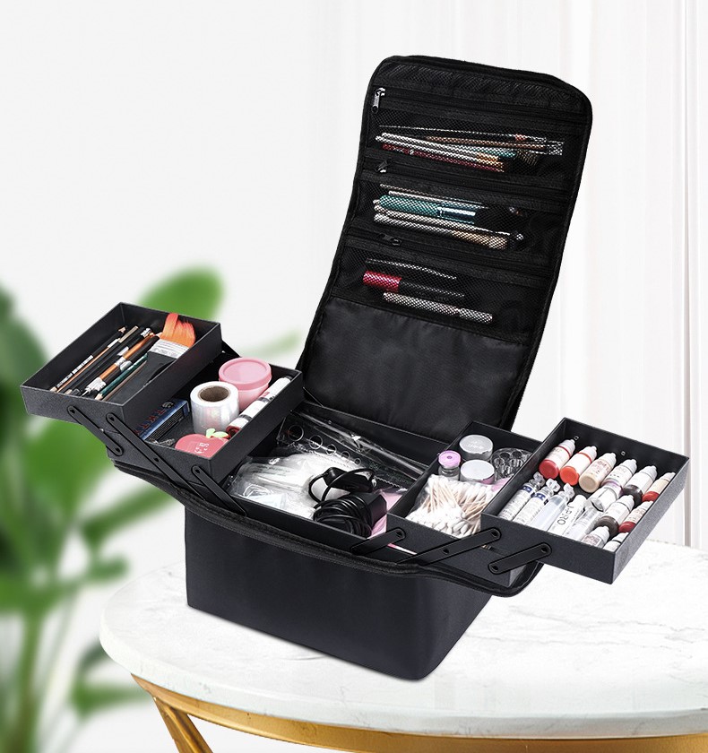 Large Size High Capacity Multi-Layer Professional Makeup Bag, Handheld Nail and Cosmetic Tattoo Makeup Tool Case